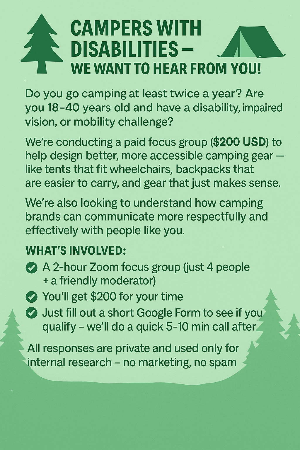 Inclusive Camping Gear Research for Disabled&nbsp;Adventurers